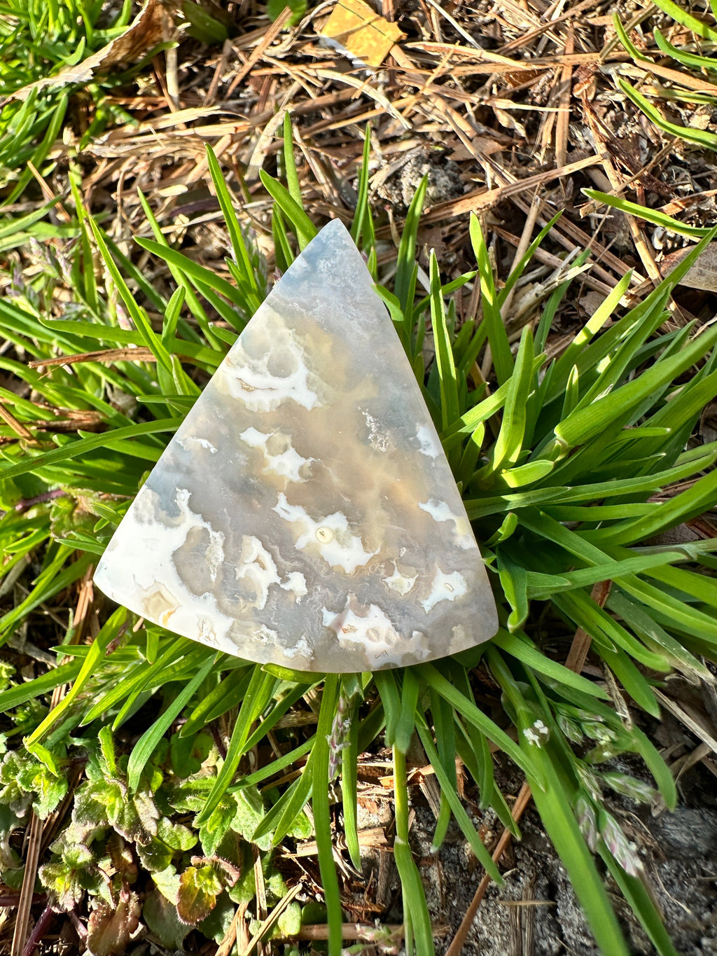 Stormy plume agate cabachon image 0