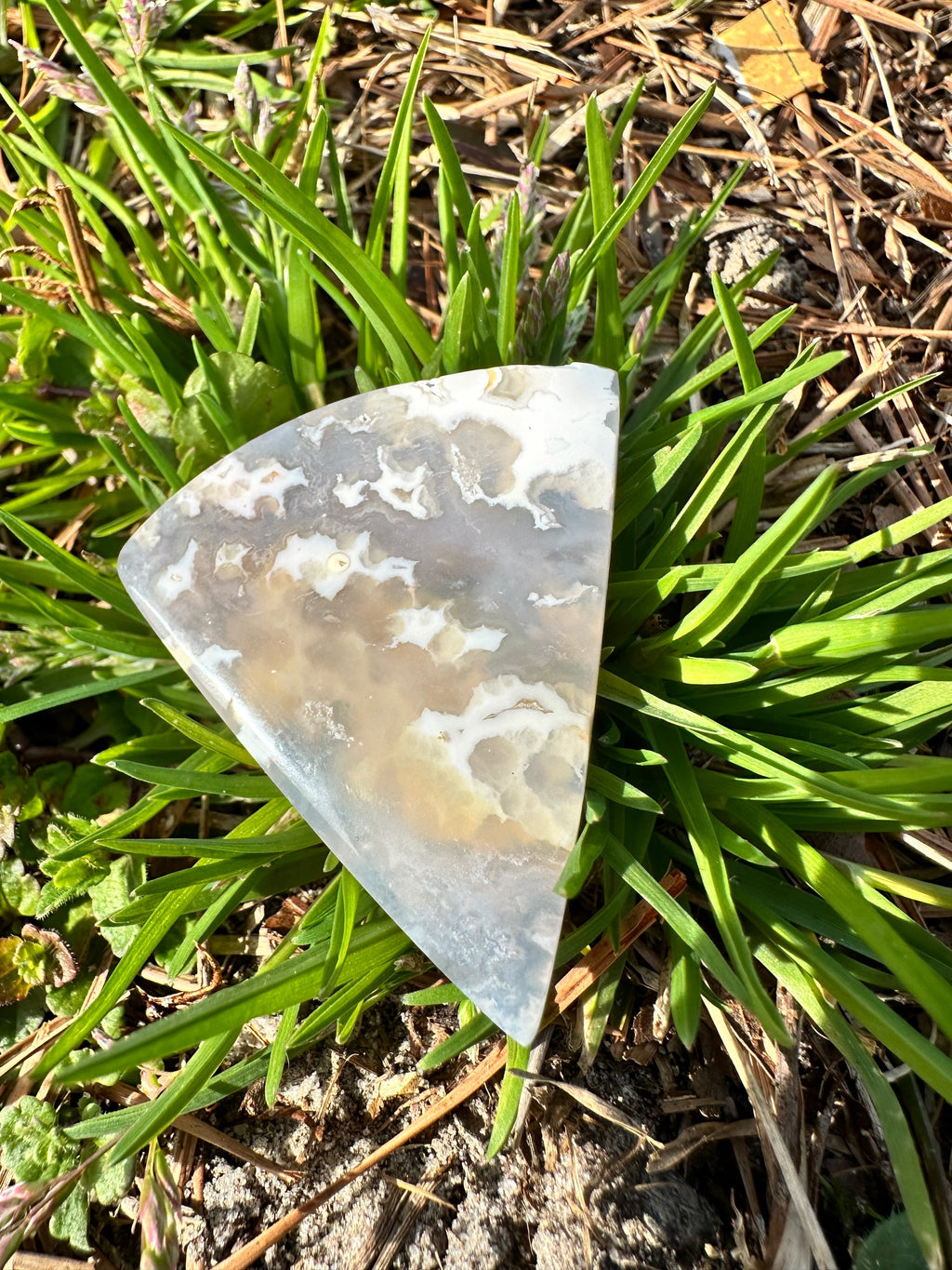 Stormy plume agate cabachon image 1