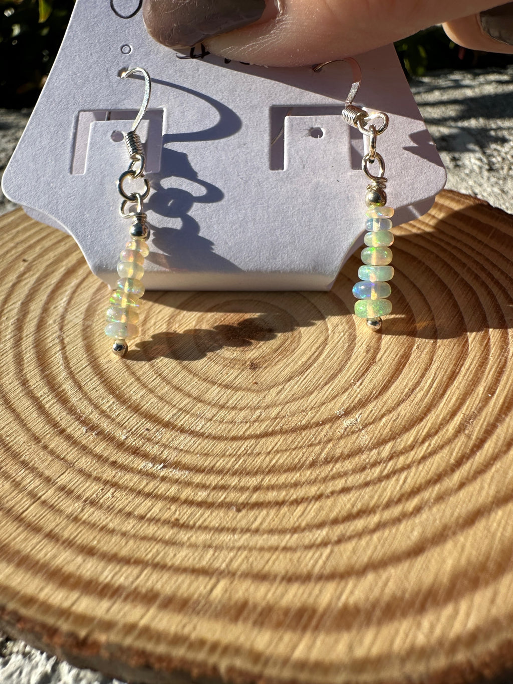 Opal sterling silver earrings image 0